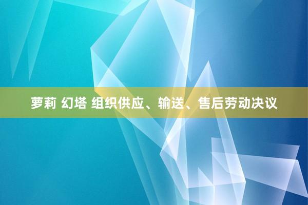 萝莉 幻塔 组织供应、输送、售后劳动决议