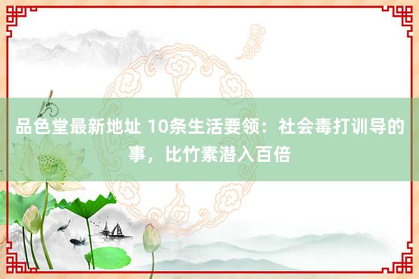 品色堂最新地址 10条生活要领：社会毒打训导的事，比竹素潜入百倍